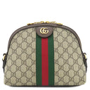 グッチ GUCCI GGショルダーバッグ 499621 ベージュ×エボニー レザー GGスプリームキャンバス ショルダーバッグ ゴールド金具 茶 緑 赤 シェリーライン