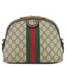 グッチ GUCCI GGショルダーバッグ 499621 ベージュ×エボニー レザー GGスプリームキャンバス ショルダーバッグ ゴールド金具 茶 緑 赤 シェリーライン