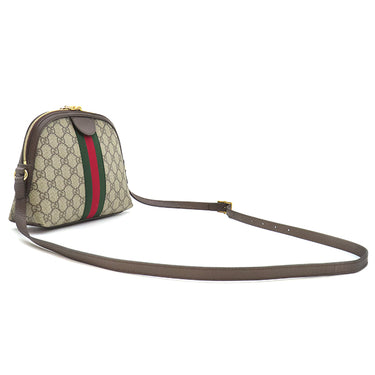 グッチ GUCCI GGショルダーバッグ 499621 ベージュ×エボニー レザー GGスプリームキャンバス ショルダーバッグ ゴールド金具 茶 緑 赤 シェリーライン