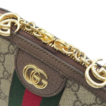 グッチ GUCCI GGショルダーバッグ 499621 ベージュ×エボニー レザー GGスプリームキャンバス ショルダーバッグ ゴールド金具 茶 緑 赤 シェリーライン