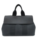 エルメス HERMES ヴァルパライソ PM ブラック トワルシェブロン レザー ハンドバッグ シルバー金具 黒 キャンバス
