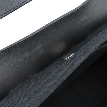 エルメス HERMES ヴァルパライソ PM ブラック トワルシェブロン レザー ハンドバッグ シルバー金具 黒 キャンバス