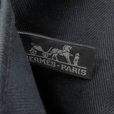 エルメス HERMES ヴァルパライソ PM ブラック トワルシェブロン レザー ハンドバッグ シルバー金具 黒 キャンバス