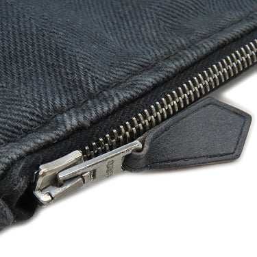 エルメス HERMES ヴァルパライソ PM ブラック トワルシェブロン レザー ハンドバッグ シルバー金具 黒 キャンバス