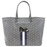 ゴヤール GOYARD サンルイ PM グレー PVCコーティングキャンバス ゴヤールディンキャンバス シュヴロッシュカーフスキン トートバッグ シルバー金具 SAC SAINT LOUIS PM リバーシブル ヘリンボーン フレンチブルドッグ