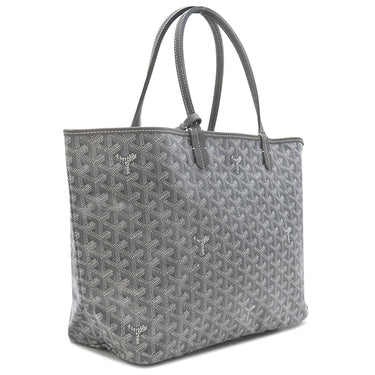 ゴヤール GOYARD サンルイ PM グレー PVCコーティングキャンバス ゴヤールディンキャンバス シュヴロッシュカーフスキン トートバッグ シルバー金具 SAC SAINT LOUIS PM リバーシブル ヘリンボーン フレンチブルドッグ