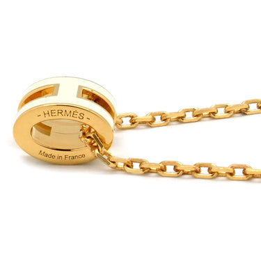 エルメス HERMES ポップアッシュ ミニ ペンダント ホワイトXゴールド GP ラッカー ネックレス 白 Hモチーフ