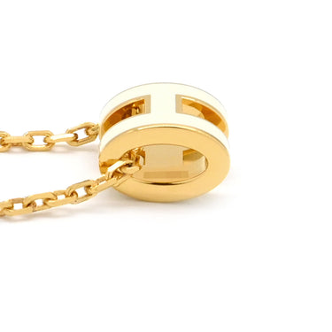 エルメス HERMES ポップアッシュ ミニ ペンダント ホワイトXゴールド GP ラッカー ネックレス 白 Hモチーフ