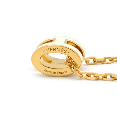 エルメス HERMES ポップアッシュ ミニ ペンダント ホワイトXゴールド GP ラッカー ネックレス 白 Hモチーフ