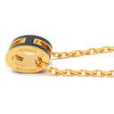 エルメス HERMES ポップアッシュ ミニ ペンダント ブラックXゴールド GP ラッカー ネックレス 黒 Hモチーフ