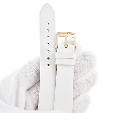 ヴァンクリーフアーペル Van Cleef & Arpels ホワイト サテン K18PG 腕時計パーツ 純正 サテン ベルト ストラップ 16ｍｍ 白 ホワイト 純正K18PG無垢製尾錠付き