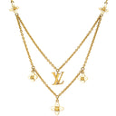 ルイヴィトン LOUIS VUITTON LV フローラグラム M00981 ゴールド GP フェイクパール ネックレス ロゴ モノグラムフラワー LVイニシャル