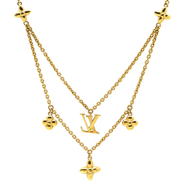 ルイヴィトン LOUIS VUITTON LV フローラグラム M00981 ゴールド GP フェイクパール ネックレス ロゴ モノグラムフラワー LVイニシャル