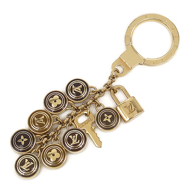 ルイヴィトン LOUIS VUITTON ポルトクレ バスティーユ M65387 ゴールド×ブラウン メタル キーリング ゴールド金具 バッグチャーム ロゴ