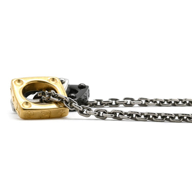 ルイヴィトン LOUIS VUITTON ペンダント モノグラム ボールド M00675 シルバーXゴールドXブラック メタル GP ネックレス シルバーチェーン