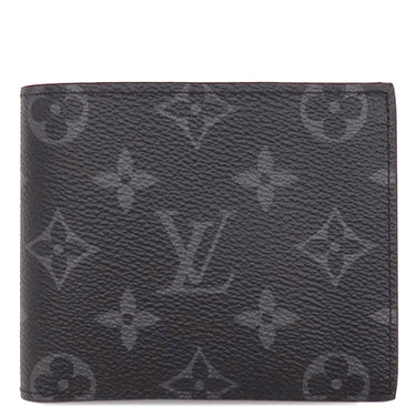 ルイヴィトン LOUIS VUITTON ポルトフォイユ マルコ NM M62545 モノグラムエクリプス モノグラムキャンバス モノグラムエクリプス 二つ折り財布 黒 グレー イニシャル刻印あり