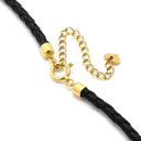 ノンブランド NON BRAND サークル型ペンダント イエローゴールド×ブラック K18YG レザー ネックレス Au750 18K ラウンド 透かし模様 革紐