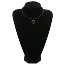 ノンブランド NON BRAND サークル型ペンダント イエローゴールド×ブラック K18YG レザー ネックレス Au750 18K ラウンド 透かし模様 革紐