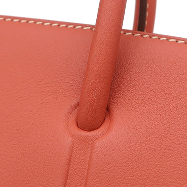 エルメス HERMES シャドーバーキン25 サンギーヌ ヴォースイフト ハンドバッグ シルバー金具 赤