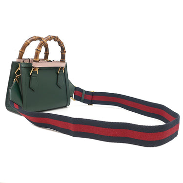 グッチ GUCCI グッチ ダイアナ ミディアム トート 702721 グリーン レザー 2WAYバッグ ゴールド金具 緑 バンブー ウェブストライプ