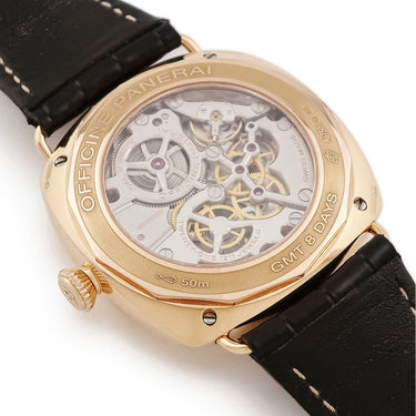 腕時計 パネライ PANERAI ラジオミール 8デイズ GMT オロロッソ PAM00395 O番 手巻き メンズ O番 K18RG無垢 ブラウン デイト 限定