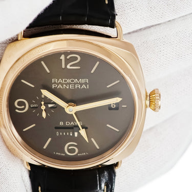 腕時計 パネライ PANERAI ラジオミール 8デイズ GMT オロロッソ PAM00395 O番 手巻き メンズ O番 K18RG無垢 ブラウン デイト 限定