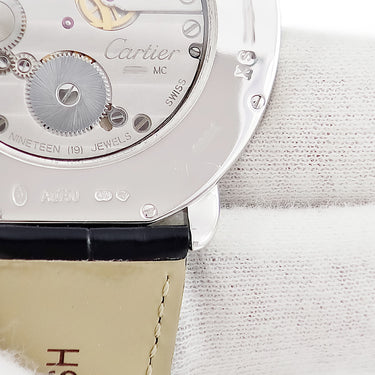 腕時計 カルティエ Cartier ロンド ルイ カルティエ WR007002 手巻き メンズ OH済 K18WG無垢 純正ダイヤ ローマン ギョウシェ 青針