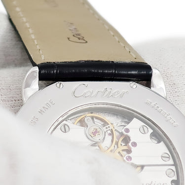 腕時計 カルティエ Cartier ロンド ルイ カルティエ WR007002 手巻き メンズ OH済 K18WG無垢 純正ダイヤ ローマン ギョウシェ 青針