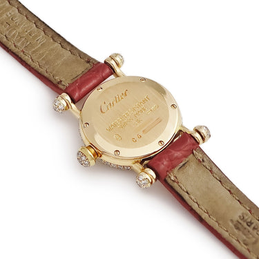 腕時計 カルティエ Cartier ディアボロ ミニ W1511556 クオーツ レディース K18YG無垢 ダイヤ アイボリー ラウンド 青針 ラウンド