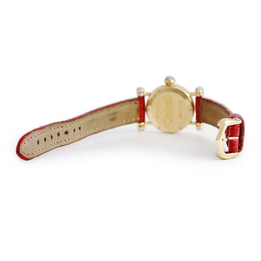腕時計 カルティエ Cartier ディアボロ ミニ W1511556 クオーツ レディース K18YG無垢 ダイヤ アイボリー ラウンド 青針 ラウンド