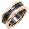 ブルガリ BVLGARI ビーゼロワン B-zero1 2バンドリング ピンクゴールド×ブラック K18PG セラミック #59(JP19) リング 指輪 黒セラミック 18K 750 PG 18金 18号