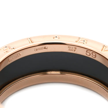 ブルガリ BVLGARI ビーゼロワン B-zero1 2バンドリング ピンクゴールド×ブラック K18PG セラミック #59(JP19) リング 指輪 黒セラミック 18K 750 PG 18金 18号