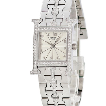 腕時計 エルメス HERMES Hウォッチ PM HH1.230 クオーツ レディース 純正ダイヤ ギョウシェ H型 アラビア スクエア