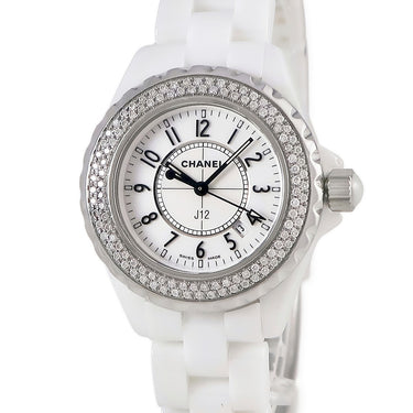 腕時計 シャネル CHANEL J12 33mm H0968 クオーツ レディース ダイヤ ホワイトセラミック 白 デイト アラビア