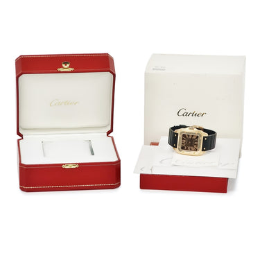 腕時計 カルティエ Cartier サントス 100 LM 2007年限定モデル W20127Y1 自動巻き メンズ K18PG無垢 ブラウン ローマン スクエア