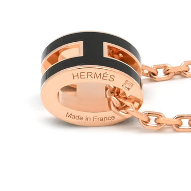 エルメス HERMES ポップアッシュ ミニ ペンダント ブラック×ローズゴールド GP ラッカー ネックレス ピンクゴールド Hモチーフ 新品 未使用