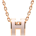 エルメス HERMES ポップアッシュ ミニ ペンダント ピンク×ローズゴールド GP ラッカー ネックレス ピンクゴールド Hモチーフ 新品 未使用