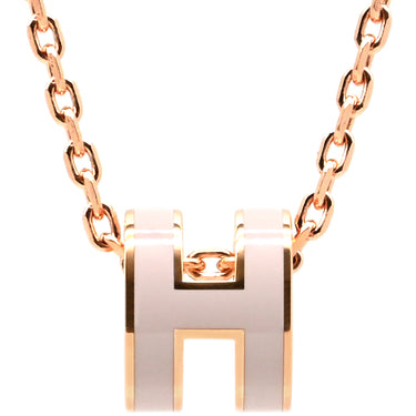 エルメス HERMES ポップアッシュ ミニ ペンダント ピンク×ローズゴールド GP ラッカー ネックレス ピンクゴールド Hモチーフ 新品 未使用