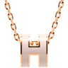 エルメス HERMES ポップアッシュ ミニ ペンダント ピンク×ローズゴールド GP ラッカー ネックレス ピンクゴールド Hモチーフ 新品 未使用