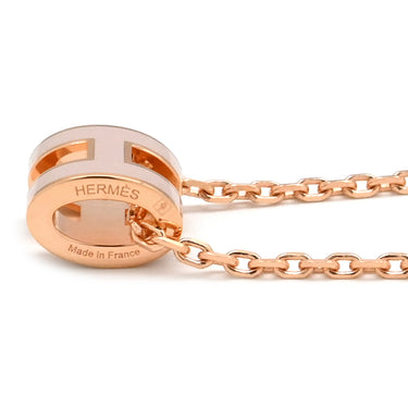 エルメス HERMES ポップアッシュ ミニ ペンダント ピンク×ローズゴールド GP ラッカー ネックレス ピンクゴールド Hモチーフ 新品 未使用