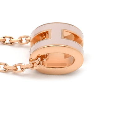 エルメス HERMES ポップアッシュ ミニ ペンダント ピンク×ローズゴールド GP ラッカー ネックレス ピンクゴールド Hモチーフ 新品 未使用