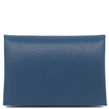 エルメス HERMES カルヴィ デュオ ネイビー系 シェーブル カードケース シルバー金具 フラグメントケース