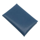 エルメス HERMES カルヴィ デュオ ネイビー系 シェーブル カードケース シルバー金具 フラグメントケース