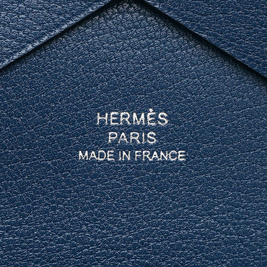 エルメス HERMES カルヴィ デュオ ネイビー系 シェーブル カードケース シルバー金具 フラグメントケース