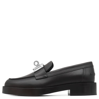 エルメス HERMES モカシン ホット H232075Z 02360 ブルーブルーエ×マリン レザー ゴム #36 ローファー シルバー金具 黒 ケリーバックル