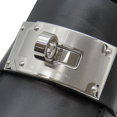 エルメス HERMES モカシン ホット H232075Z 02360 ブルーブルーエ×マリン レザー ゴム #36 ローファー シルバー金具 黒 ケリーバックル