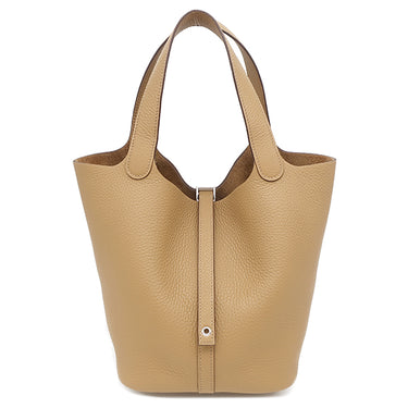 エルメス HERMES ピコタンロックMM ビスキュイ トリヨンクレマンス ハンドバッグ シルバー金具 新品 未使用 茶