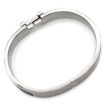 エルメス HERMES クリックHH PM ネイビーXシルバー メタル エナメル ブレスレット ブルー 青 紺 Hブレス