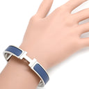 エルメス HERMES クリックHH PM ネイビーXシルバー メタル エナメル ブレスレット ブルー 青 紺 Hブレス