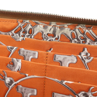 エルメス HERMES アザップロング シルクイン ゴールド ヴォーエプソン 長財布 シルバー金具 茶 ラウンドファスナー